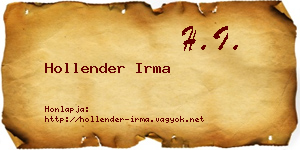 Hollender Irma névjegykártya